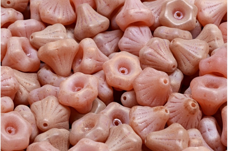 花铃珠，蛋白石粉红哑光棕色鸢尾花（71010-84100-21415），玻璃，捷克共和国