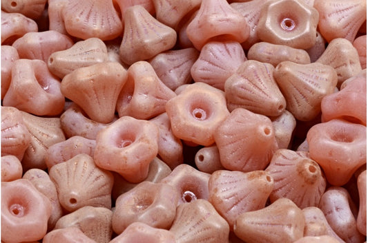 花铃珠，蛋白石粉红哑光棕色鸢尾花（71010-84100-21415），玻璃，捷克共和国