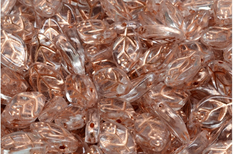 Cherry Leaf Beads, Crystal Copper Lined (00030-54318), Glass, Czech Republic