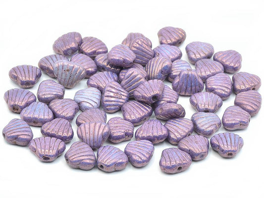 OUTLET 10 grams Small Flat Shell Beads, 8 x 7 mm, Chalk White Purple (03000-15726), Glass, Czech Republic