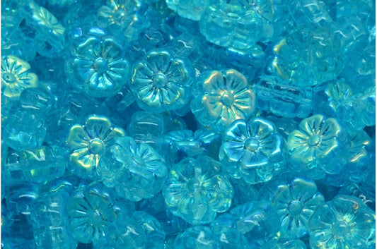 マロウフラワー、クリスタルABライトアクアブルー（00030-28701-34308）、ガラス、チェコ共和国