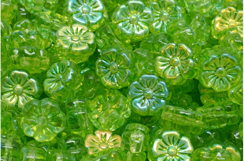 マロウフラワー、クリスタルABライトグリーン（00030-28701-34310）、ガラス、チェコ共和国