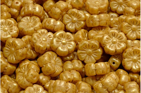 OUTLET 10克锦葵花，111-33022-10x10-02010-84301-86720，白色84301金色飞溅（02010-84301-86720），玻璃瓶，捷克共和国