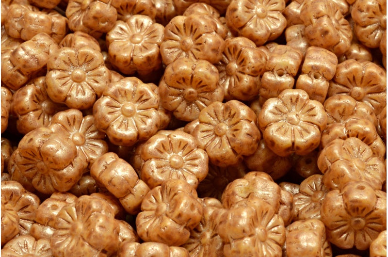 マロウフラワー、ホワイト 84301 コッパースプラッシュ (02010-84301-86750)、ガラス、チェコ共和国