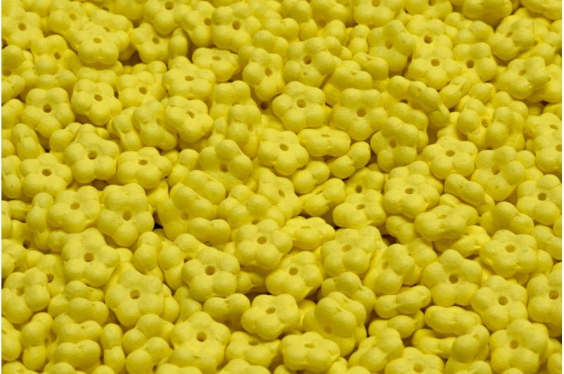 Forget Me Not Beads, White Bright Yellow Matte (02010-22M01), Glass, Czech Republic