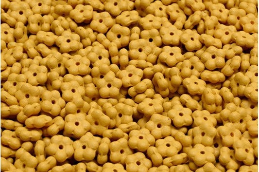 忘れな草ビーズ、ホワイトブライトダークイエローマット（02010-22M03）、ガラス、チェコ共和国