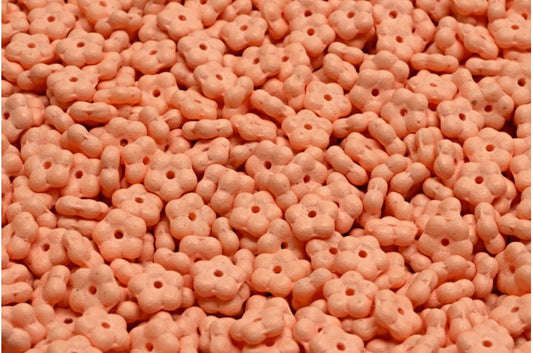 忘れな草ビーズ、ホワイトブライトオレンジピンクマット（02010-22M05）、ガラス、チェコ共和国