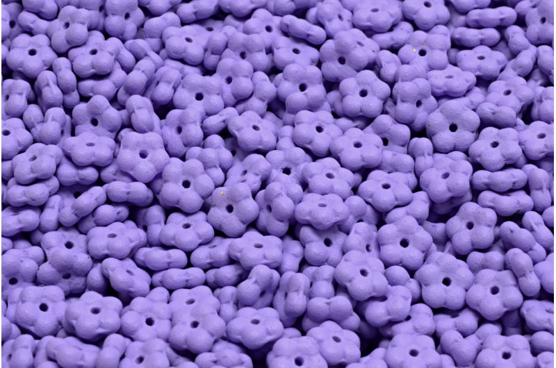Forget Me Not Beads, White Bright Purple Matte (02010-22M14), Glass, Czech Republic