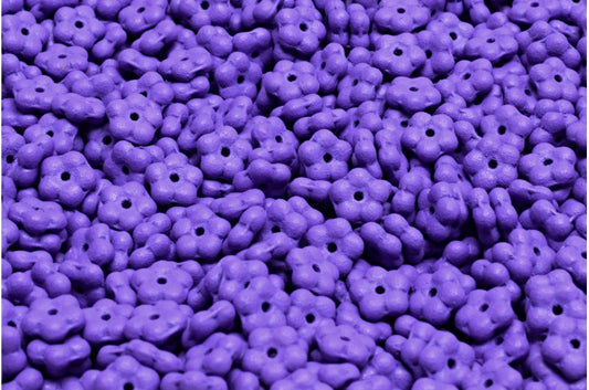 勿忘我珠子，白色亮紫色哑光（02010-22M15），玻璃，捷克共和国