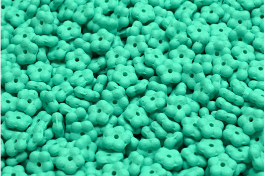 忘れな草ビーズ、ホワイトブライトターコイズマット（02010-22M16）、ガラス、チェコ共和国