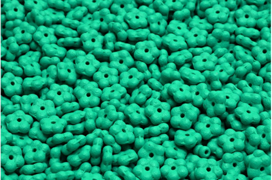 忘れな草ビーズ、ホワイトブライトグリーンマット（02010-22M17）、ガラス、チェコ共和国