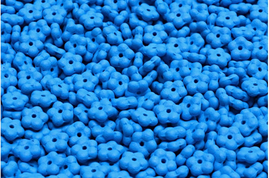 忘れな草ビーズ、ホワイトブライトブルーマット（02010-22M19）、ガラス、チェコ共和国