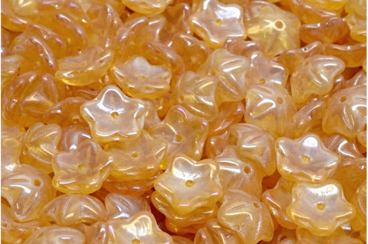 OUTLET 10 grams Flower Cup Beads, 10 x 10 mm, Transparent Orange Brown Iris (10060-21415), Glass, Czech Republic