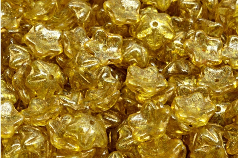 Flower Cup Beads, Crystal Gold Lined Light Yellow (00030-54302-34302), Glass, Czech Republic