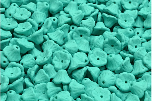 ベルフラワーカップビーズ、ホワイトブライトターコイズマット（02010-22M16）、ガラス、チェコ共和国