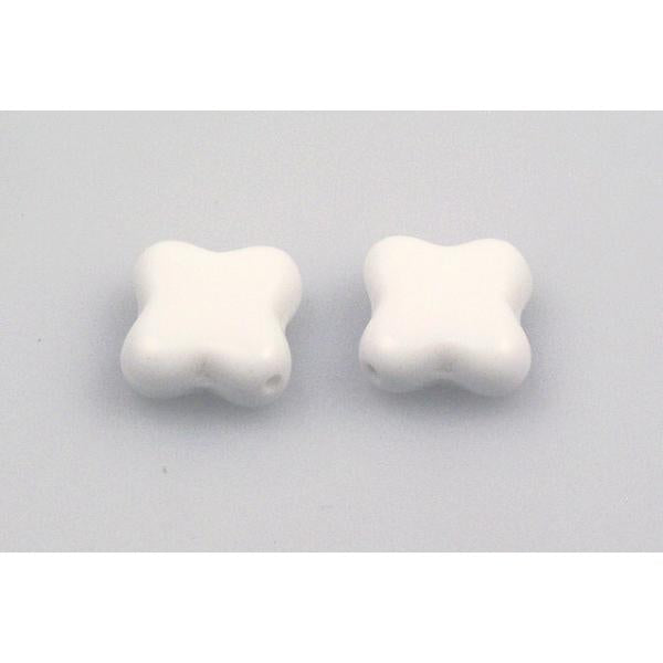 压制十字珠，粉笔白（03000），玻璃，捷克共和国