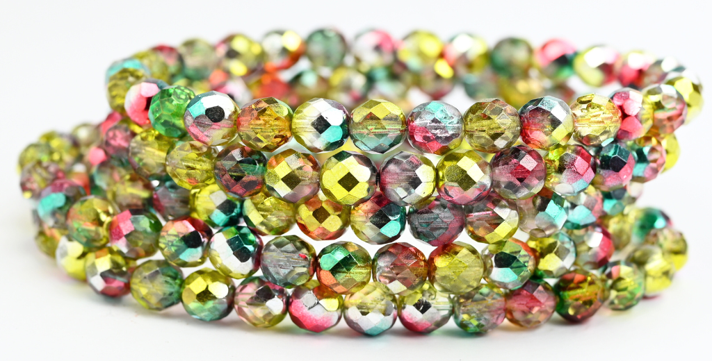 Fire Polished Round Faceted Beads, 543008 (543008), Glass, Czech Republic ~ STRANDED