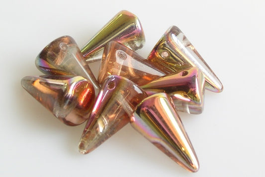 OUTLET 10 克尖刺珠，12 x 18 毫米，水晶 28009 (00030-28009)，玻璃，捷克共和国