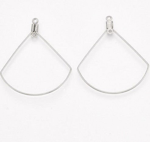 Hoop earrings - fan, approx. 40 x 30 mm, Stainless Steel 316