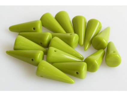 OUTLET 10 grams Spike Beads, 7 x 17 mm, Opaque Green (53400), Glass, Czech Republic