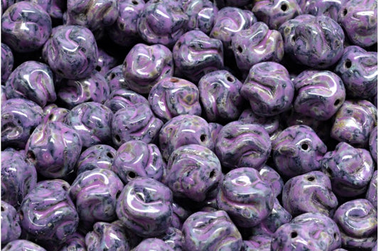 奥特莱斯 10克纱线球珠，8 x 8毫米，黑色石灰华粉色斑点 (23980-86800-33306)，玻璃，捷克共和国