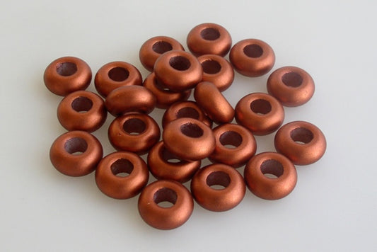 Fish Ring Spacer O-Bead Beads, Copper Matt (01750), Glass, Czech Republic