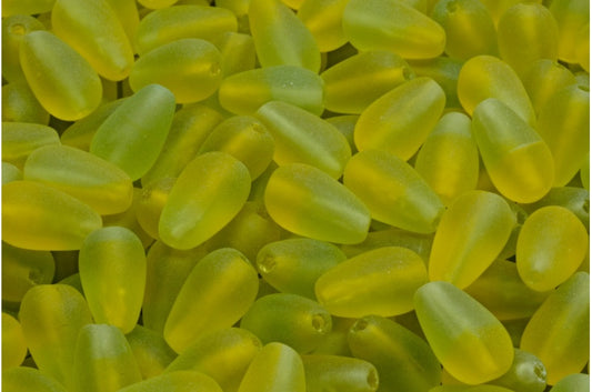 Drop Beads, Transparent Yellow Transparent Green Matte (80020-50220-84100), Glass, Czech Republic
