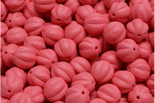 メロンビーズ、ホワイトブライトレッドマット（02010-22M08）、ガラス、チェコ共和国