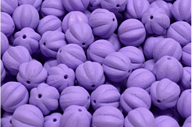 メロンビーズ、ホワイトブライトパープルマット（02010-22M14）、ガラス、チェコ共和国