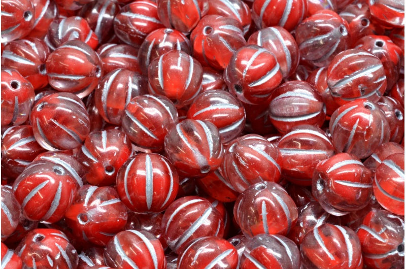 メロンビーズ、R0932 シルバーライン（R0932-54301）、ガラス、チェコ共和国