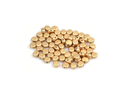 OUTLET 10 grams Semi Round Flat Pressed Beads, Aztec Pale Gold (01710), Glass, Czech Republic