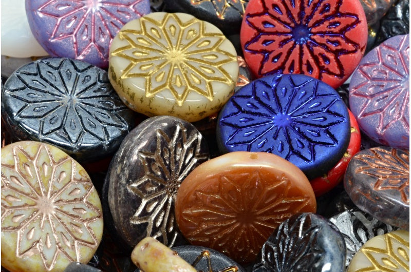 Origami Flower Beads, 1 Mixed Colors (00001-mix), Glass, Czech Republic