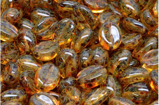 出口 10克咖啡豆珠，11 x 8毫米，水晶石灰华（00030-86800），玻璃，日本