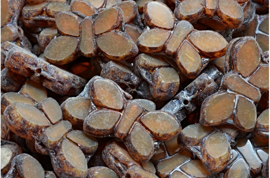 Table Cut Butterfly Beads, 11300 Travertin (11300-86800), Glass, Czech Republic