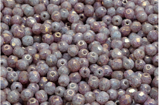 Faceted Round Fire Polished Beads, 51111 Terracotta Violet (51111-15496), Glass, Czech Republic