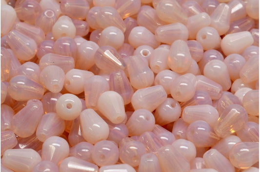 多面火抛光泪珠珠，蛋白石粉红（71010），玻璃，捷克共和国