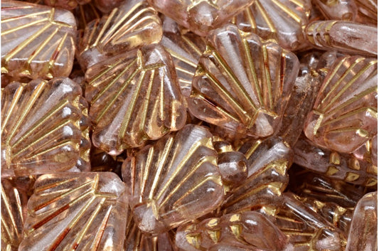 OUTLET 10 grams Diafan Beads, 17 x 17 mm, Crystal Gold Lined Light Pink (00030-54302-34304), Glass, Czech Republic
