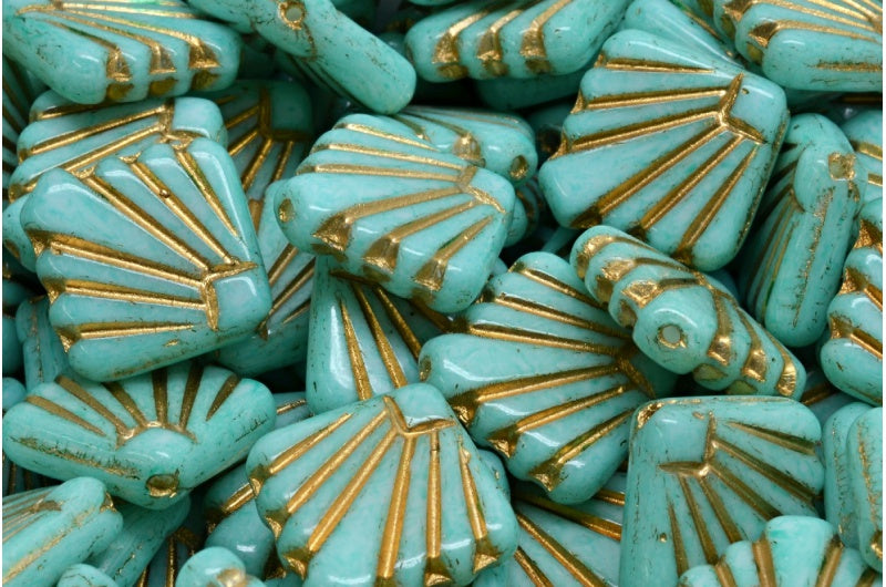 ディアファンビーズ、ホワイトゴールドライン入りライトターコイズ（02010-54302-34309）、ガラス、チェコ共和国