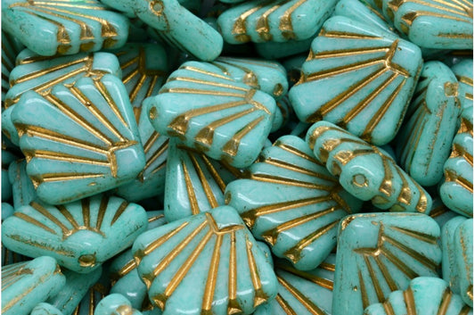 ディアファンビーズ、ホワイトゴールドライン入りライトターコイズ（02010-54302-34309）、ガラス、チェコ共和国