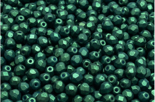 OUTLET 10 grams Pressed Beads, Chalk White Green Emerald (03000-24105), Glass, Czech Republic