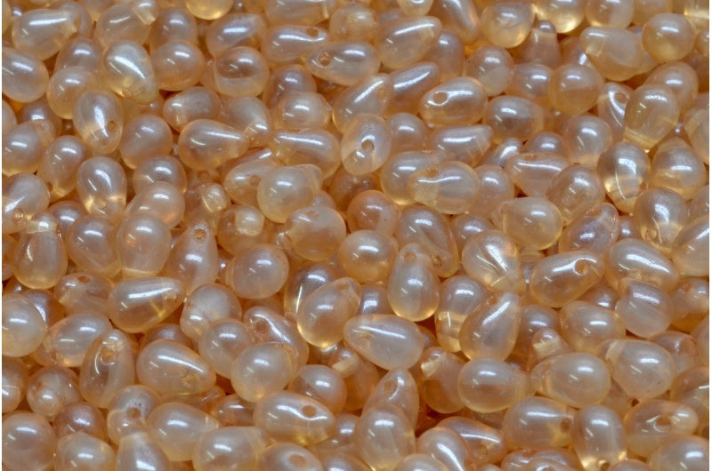 Drop Beads, Crystal Opal White Luster Brown Full Coated (00030-01000-14413), Glass, Czech Republic