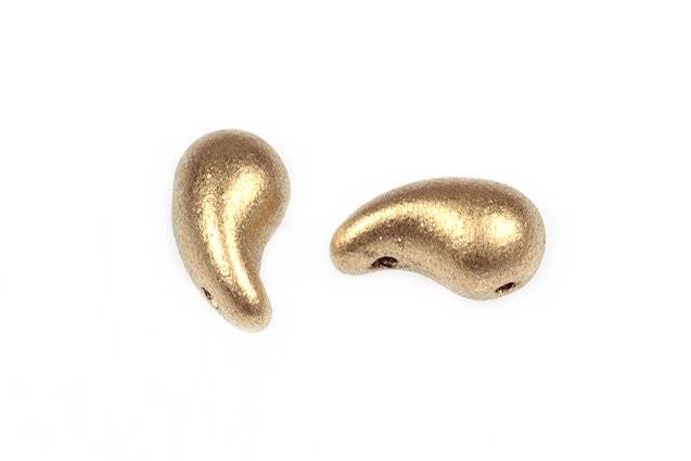 Zoliduo 2穴ビーズ、アステカペールゴールド（01710）、ガラス、チェコ共和国