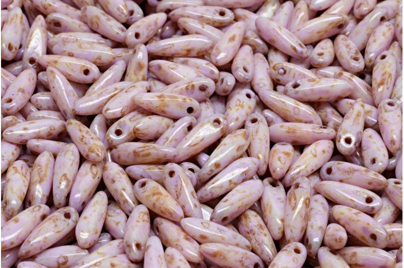 ダガービーズ、ホワイトトラバーチンコールドパープルスポット（02010-86800-33305）、ガラス、チェコ共和国