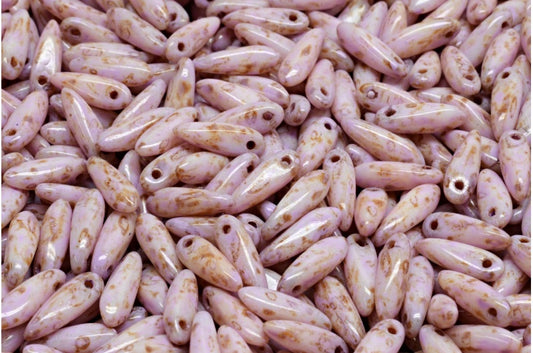 ダガービーズ、ホワイトトラバーチンコールドパープルスポット（02010-86800-33305）、ガラス、チェコ共和国