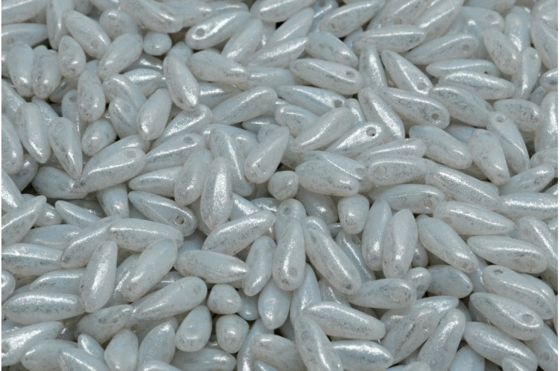 Dagger Beads, White Opal Silver Gray (02020-34301), Glass, Czech Republic