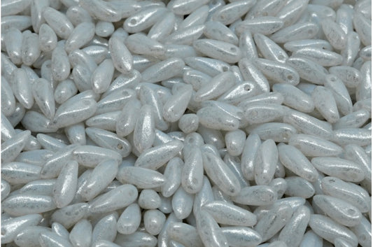 Dagger Beads, White Opal Silver Gray (02020-34301), Glass, Czech Republic
