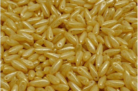 匕首珠，白色蛋白石浅黄色（02020-34302），玻璃，捷克共和国