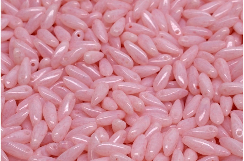 Dagger Beads, White Opal Light Pink (02020-34304), Glass, Czech Republic
