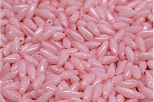 Dagger Beads, White Opal Light Pink (02020-34304), Glass, Czech Republic