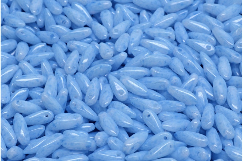 Dagger Beads, White Opal Light Blue (02020-34307), Glass, Czech Republic